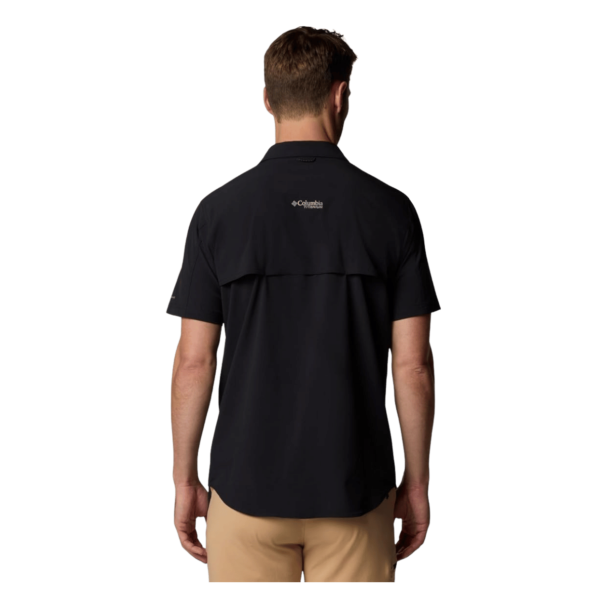 COLUMBIA SUMMIT VALLEY WOVEN SHORT SLEEVE SHIRT - BLACK - BACK VIEW