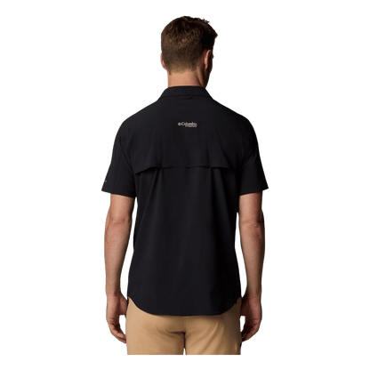 COLUMBIA SUMMIT VALLEY WOVEN SHORT SLEEVE SHIRT - BLACK - BACK VIEW