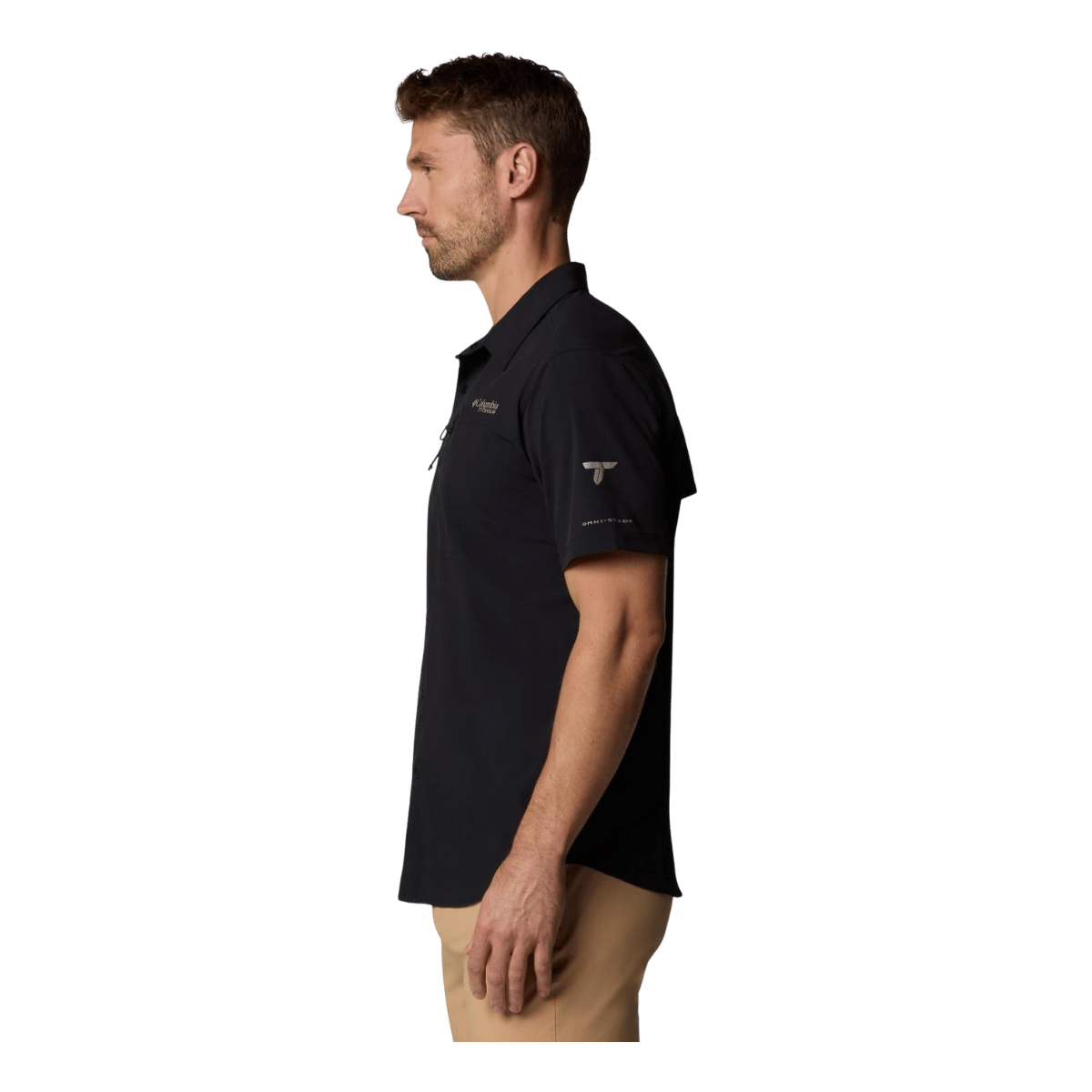 COLUMBIA SUMMIT VALLEY WOVEN SHORT SLEEVE SHIRT - BLACK - SIDE VIEW