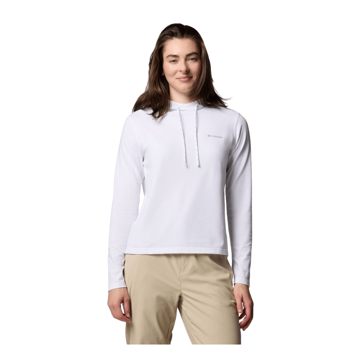 COLUMBIA WOMEN'S SUN TREK HOODIE II - WHITE - FRONT VIEW