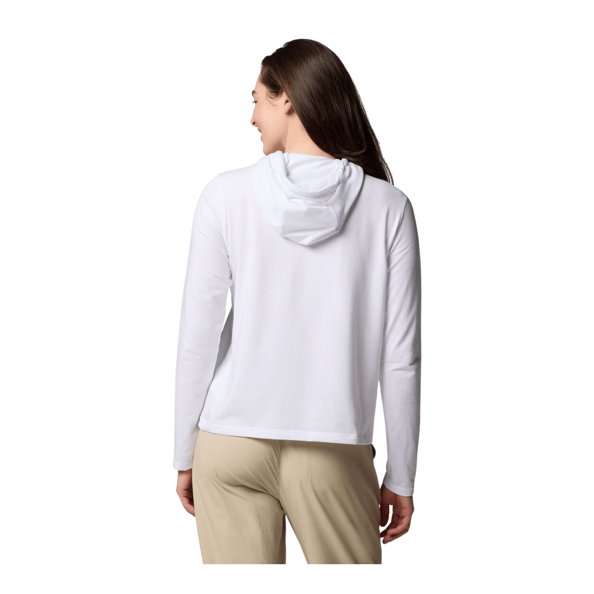 COLUMBIA WOMEN'S SUN TREK HOODIE II - WHITE - BACK VIEW