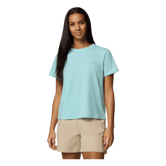 COLUMBIA WOMENS SUN TREK SHORT SLEEVE II SHIRT - SPRAY - FRONT VIEW