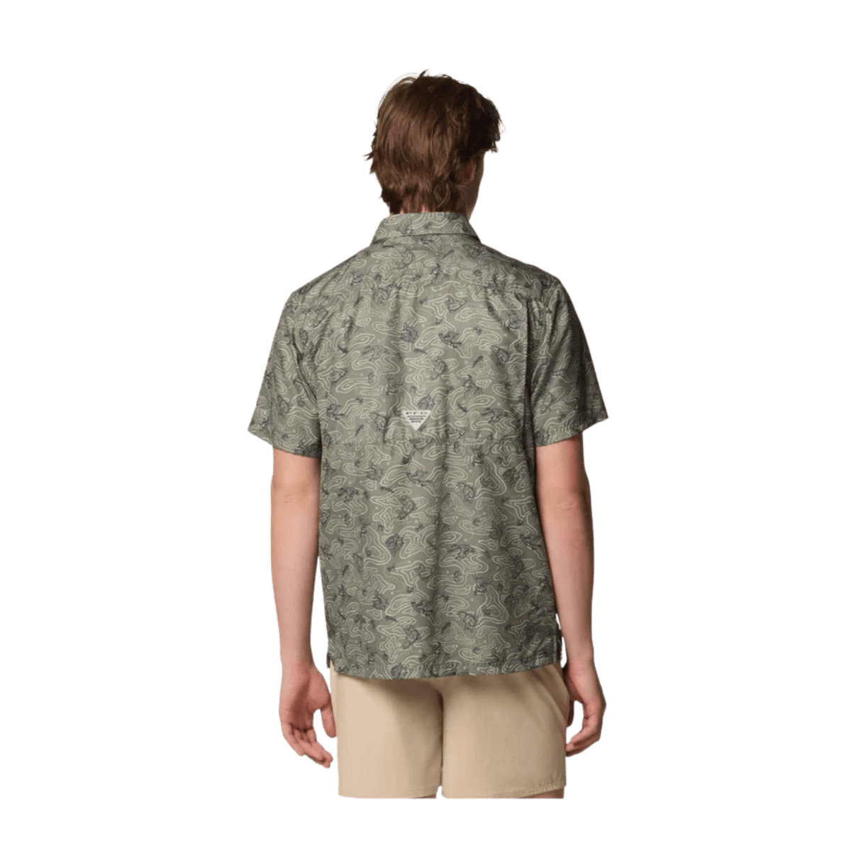 COLUMBIA MEN'S SUPER SLACK TIDE CAMP SHIRT - CYPRESS GAMEPLANS - BACK VIEW