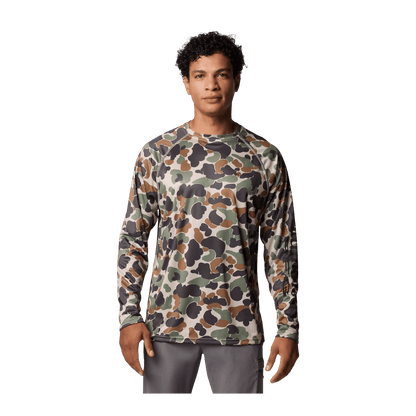 COLUMBIA MEN'S SUPER TERMINAL TACKLE LONG SLEEVE SHIRT - FOSSIL DELTAHUNTER CAMO - FRONT VIEW