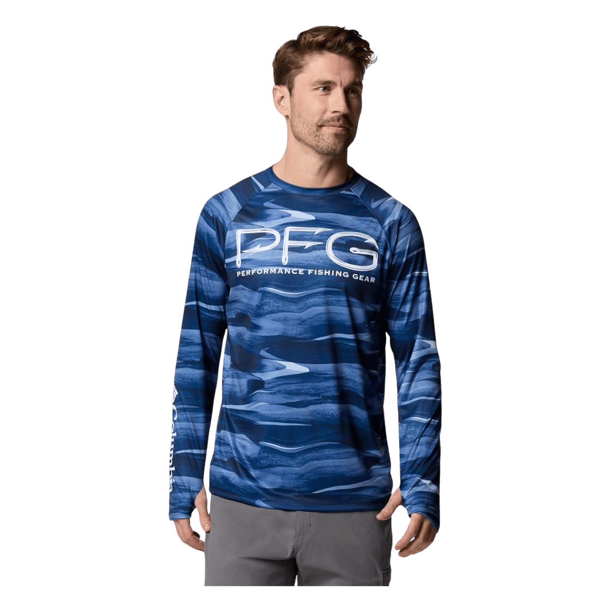 COLUMBIA MEN'S SUPER TERMINAL TACKLE VENT LONG SLEEVE SHIRT - COLLEGIATE NAVY - FRONT VIEW