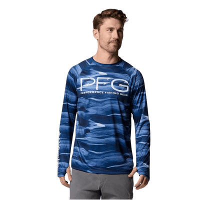 COLUMBIA MEN'S SUPER TERMINAL TACKLE VENT LONG SLEEVE SHIRT - COLLEGIATE NAVY - FRONT VIEW