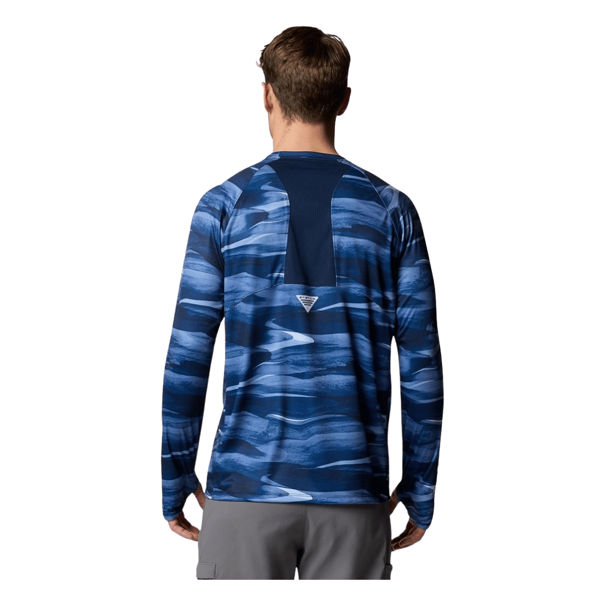 COLUMBIA MEN'S SUPER TERMINAL TACKLE VENT LONG SLEEVE SHIRT - COLLEGIATE NAVY - BACK VIEW