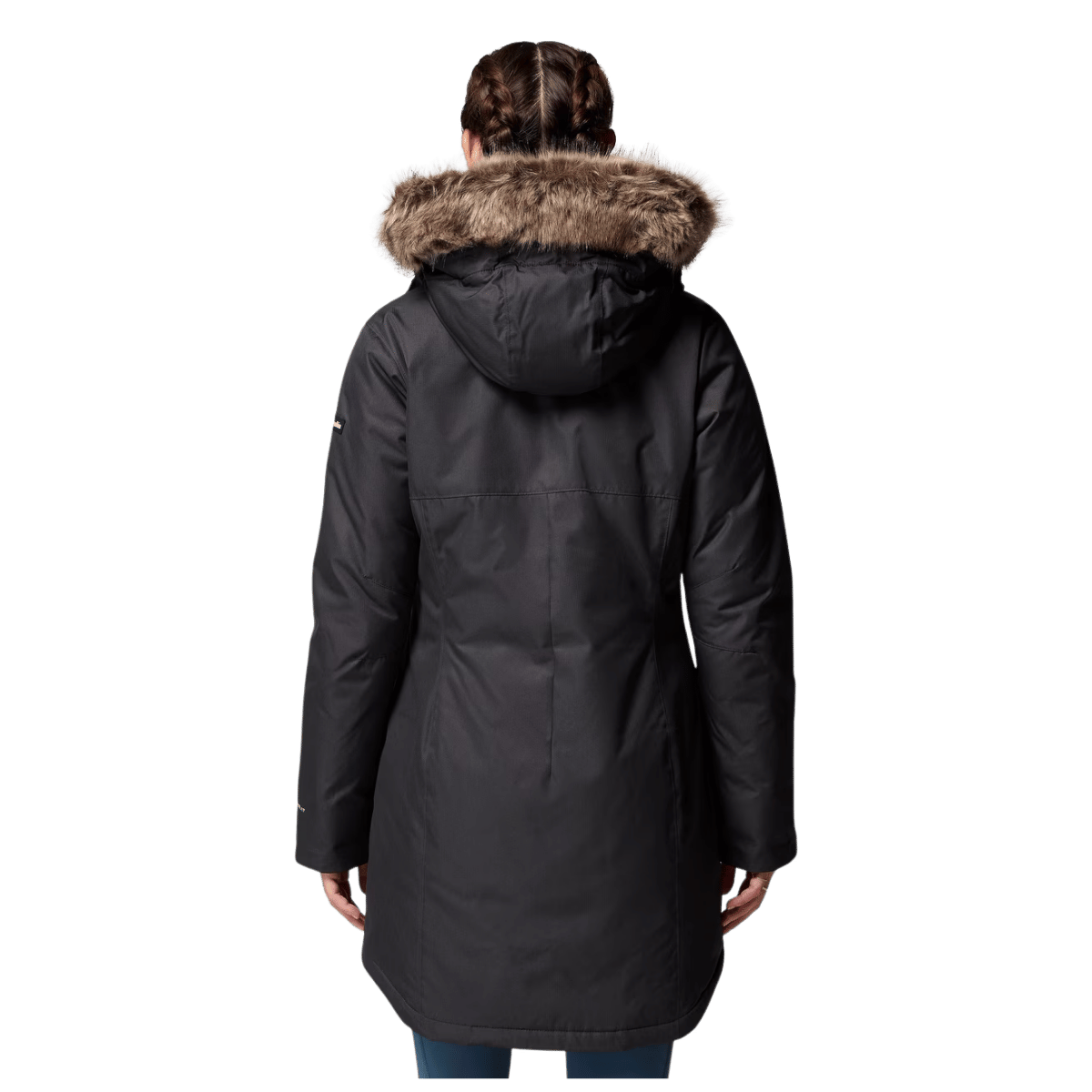 COLUMBIA WOMEN'S SUTTLE MOUNTAIN LONG INSULATED JACKET - BLACK - BACK VIEW