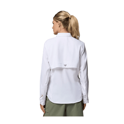 COLUMBIA WOMEN'S TAMIAMI II LONG SLEEVE SHIRT - WHITE - BACK VIEW