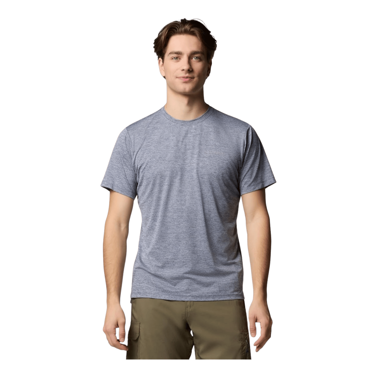 COLUMBIA TECH TRAIL UTILITY SHORT SLEEVE CREW SHIRT - COLLEGIATE NAVY - FRONT VIEW