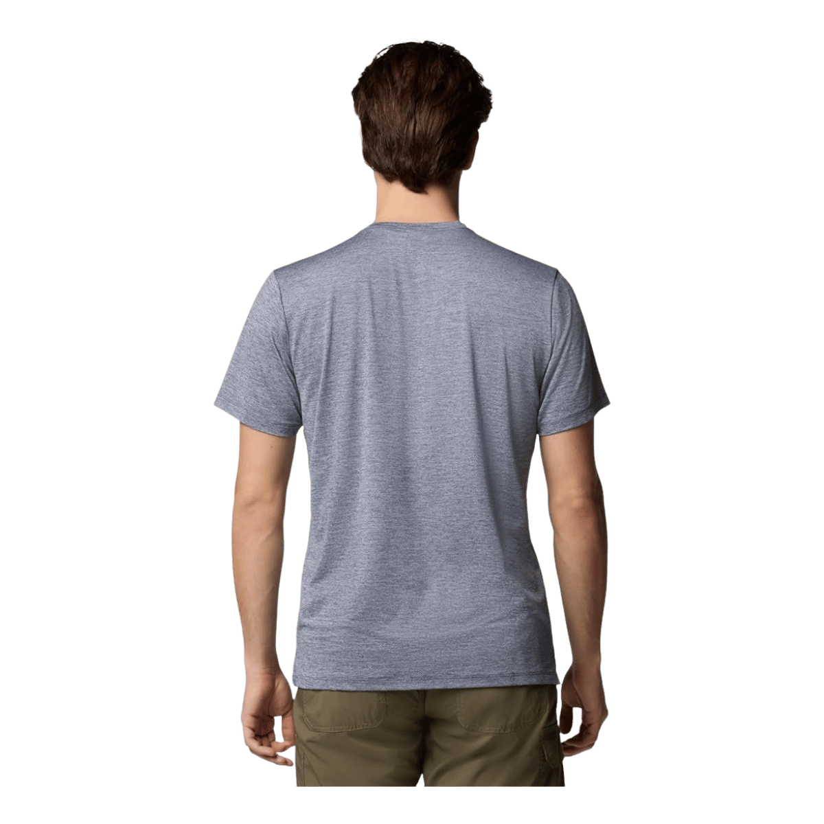 COLUMBIA TECH TRAIL UTILITY SHORT SLEEVE CREW SHIRT - COLLEGIATE NAVY - BACK VIEW