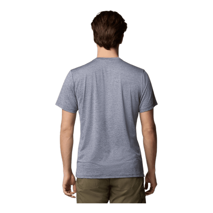 COLUMBIA TECH TRAIL UTILITY SHORT SLEEVE CREW SHIRT - COLLEGIATE NAVY - BACK VIEW
