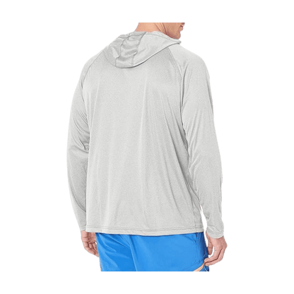 COLUMBIA MEN'S PFG TERMINAL TACKLE HEATHER HOODIE - COOL GREY HEATHER - BACK VIEW