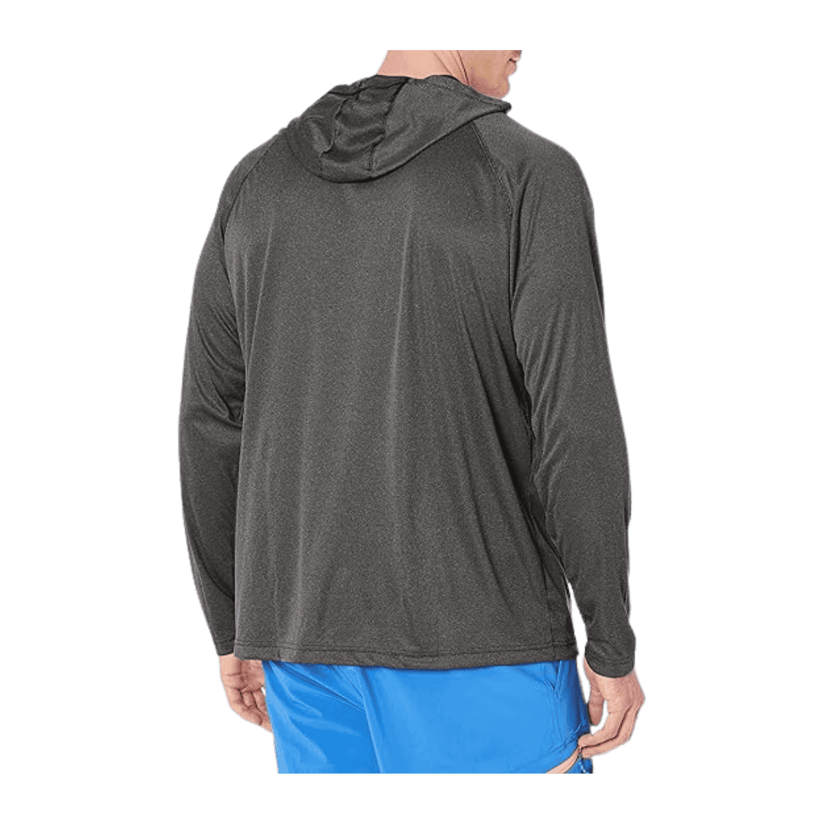 COLUMBIA MEN'S PFG TERMINAL TACKLE HEATHER HOODIE - CHARCOAL HEATHER - BACK VIEW
