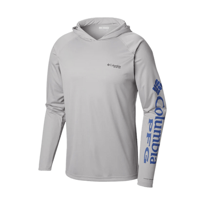 COLUMBIA TERMINAL TACKLE HOODIE - COOL GREY/VIVID BLUE - FRONT VIEW