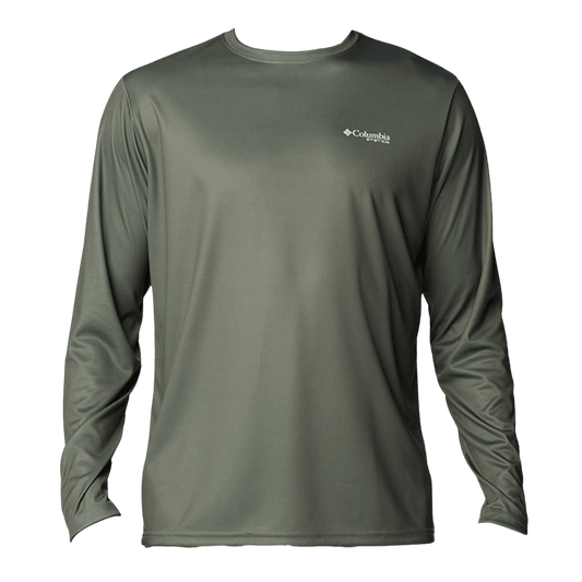 COLUMBIA MEN'S TERMINAL TACKLE PFG FISH FLAG LONG SLEEVE SHIRT - CYPRESS - FRONT VIEW