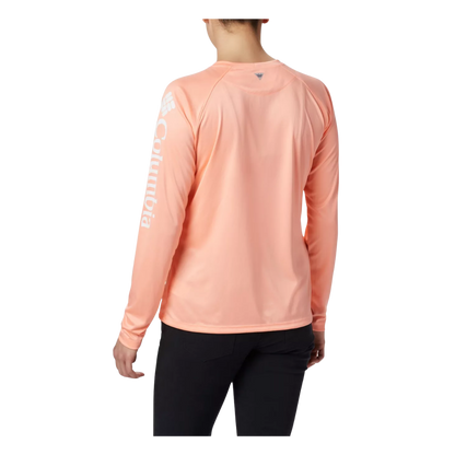 COLUMBIA WOMEN’S TIDAL TEE HEATHER LONG SLEEVE – TIKI PINK HEATHER - BACK VIEW