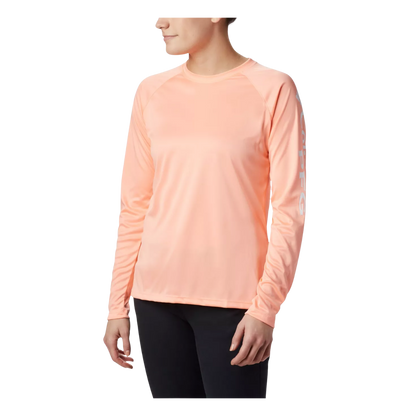 COLUMBIA WOMEN’S TIDAL TEE HEATHER LONG SLEEVE – TIKI PINK HEATHER - FRONT VIEW