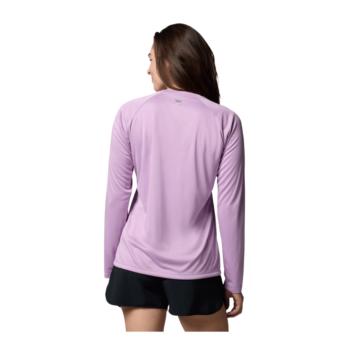 COLUMBIA WOMEN'S TIDAL TEE HEATHER LONG SLEEVE SHIRT - HYDRANGEA HEATHER - BACK VIEW