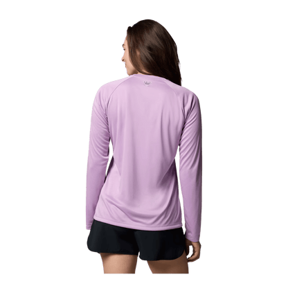 COLUMBIA WOMEN'S TIDAL TEE HEATHER LONG SLEEVE SHIRT - HYDRANGEA HEATHER - BACK VIEW