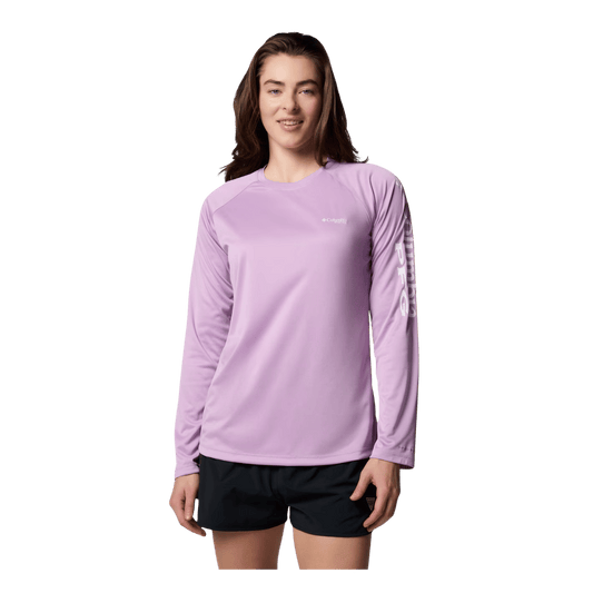 COLUMBIA WOMEN'S TIDAL TEE HEATHER LONG SLEEVE SHIRT - HYDRANGEA HEATHER - FRONT VIEW