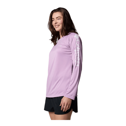 COLUMBIA WOMEN'S TIDAL TEE HEATHER LONG SLEEVE SHIRT - HYDRANGEA HEATHER - SIDE VIEW