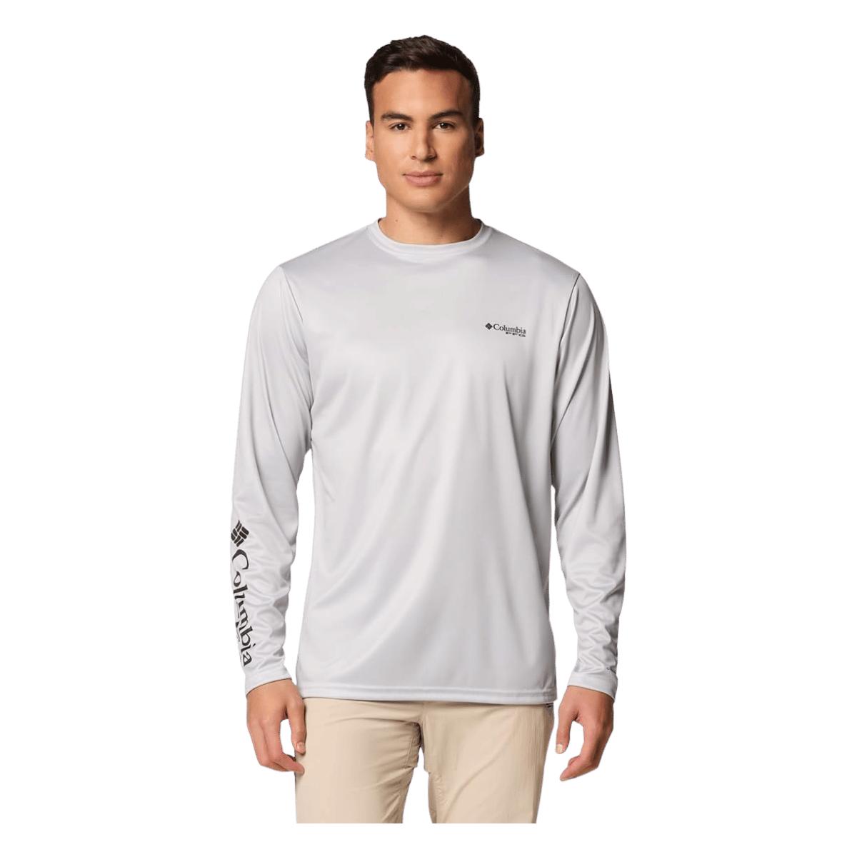 COLUMBIA TERMINAL TACKLE PFG FISH SHINE LONG SLEEVE - COOL GREY - FRONT VIEW