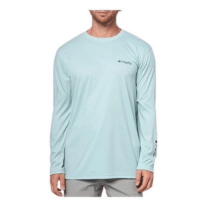 COLUMBIA MEN'S TERMINAL TACKLE PFG HIGH SIDE LONG SLEEVE SHIRT - CRUSHED BLUE  - FRONT VIEW