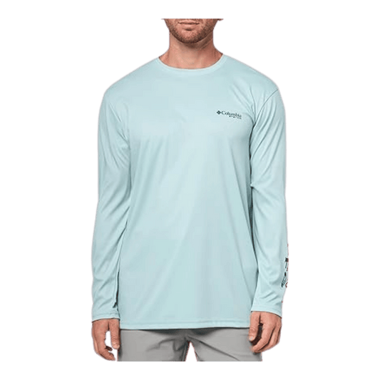 COLUMBIA MEN'S TERMINAL TACKLE PFG HIGH SIDE LONG SLEEVE SHIRT - CRUSHED BLUE  - FRONT VIEW