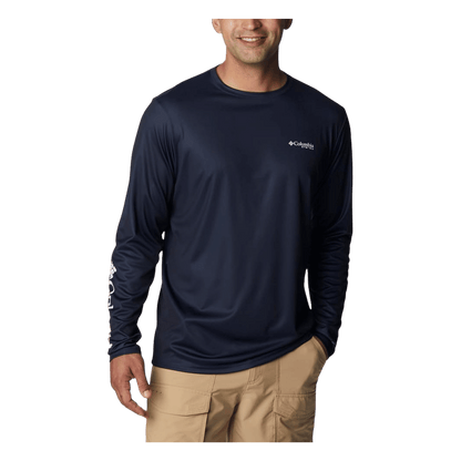 COLUMBIA MEN'S TERMINAL TACKLE PFG STATETRIOT LONG SLEEVE - COLLEGIATE NAVY - FRONT VIEW