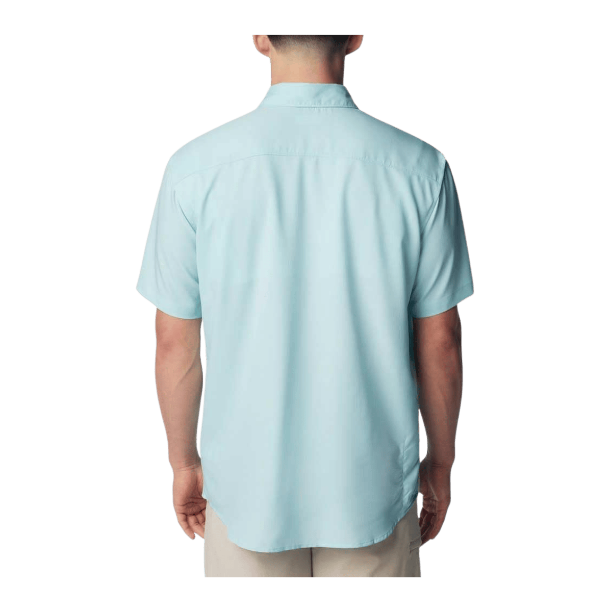 COLUMBIA MEN'S UTILIZER II SOLID SHORT SLEEVE SHIRT - SPRAY - BACK VIEW