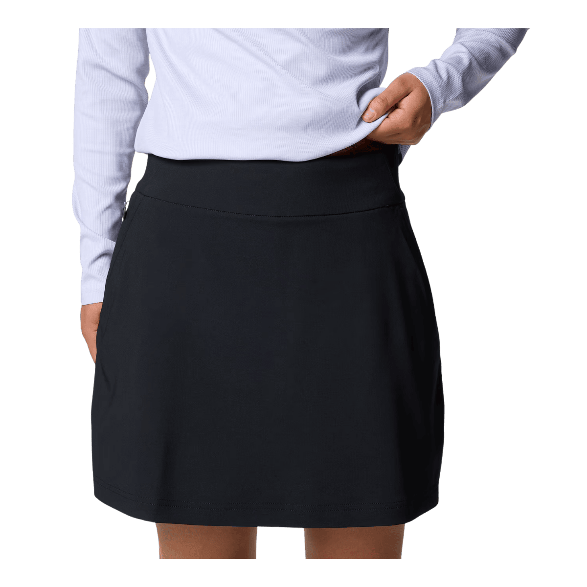 COLUMBIA WOMEN'S ALL SEASONS SKORT - BLACK - FRONT VIEW