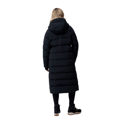 COLUMBIA WOMEN'S AMAZE PUFF LONG HOODED JACKET - BLACK - BACK VIEW