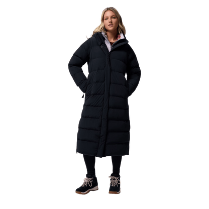 COLUMBIA WOMEN'S AMAZE PUFF LONG HOODED JACKET - BLACK - FRONT VIEW