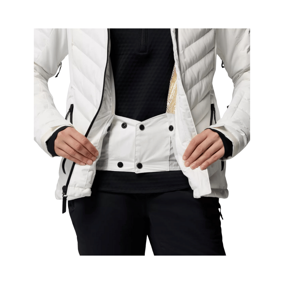 COLUMBIA WOMEN'S BIRD MOUNTAIN III INSULATED JACKET - SEA SALT - CLOSE-UP INNER VIEW