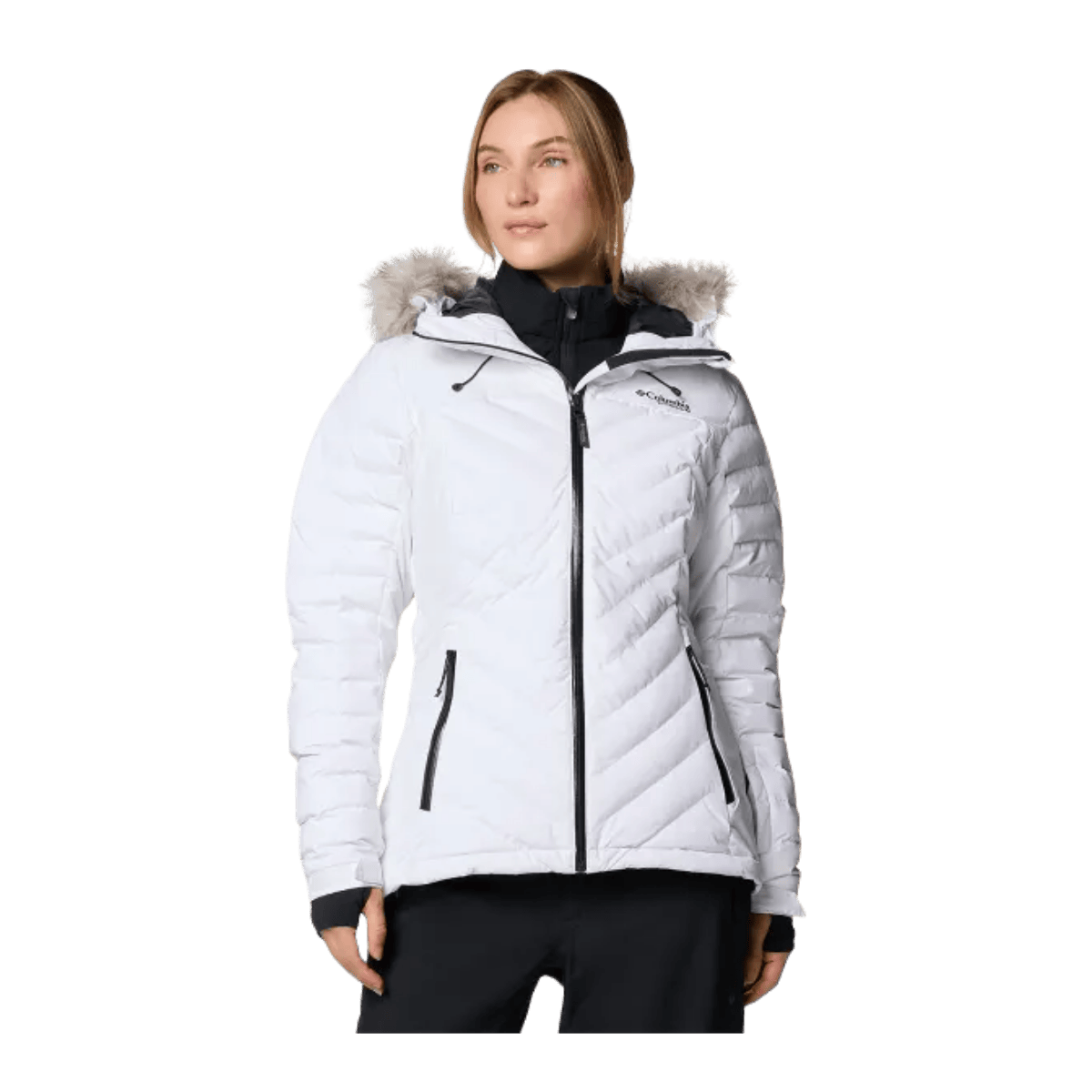 COLUMBIA WOMEN'S BIRD MOUNTAIN III INSULATED JACKET - WHITE - FRONT VIEW