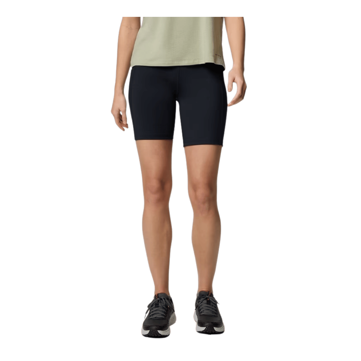 COLUMBIA WOMEN'S BOUNDLESS TREK 1/2 TIGHTS 7" - BLACK - FRONT VIEW