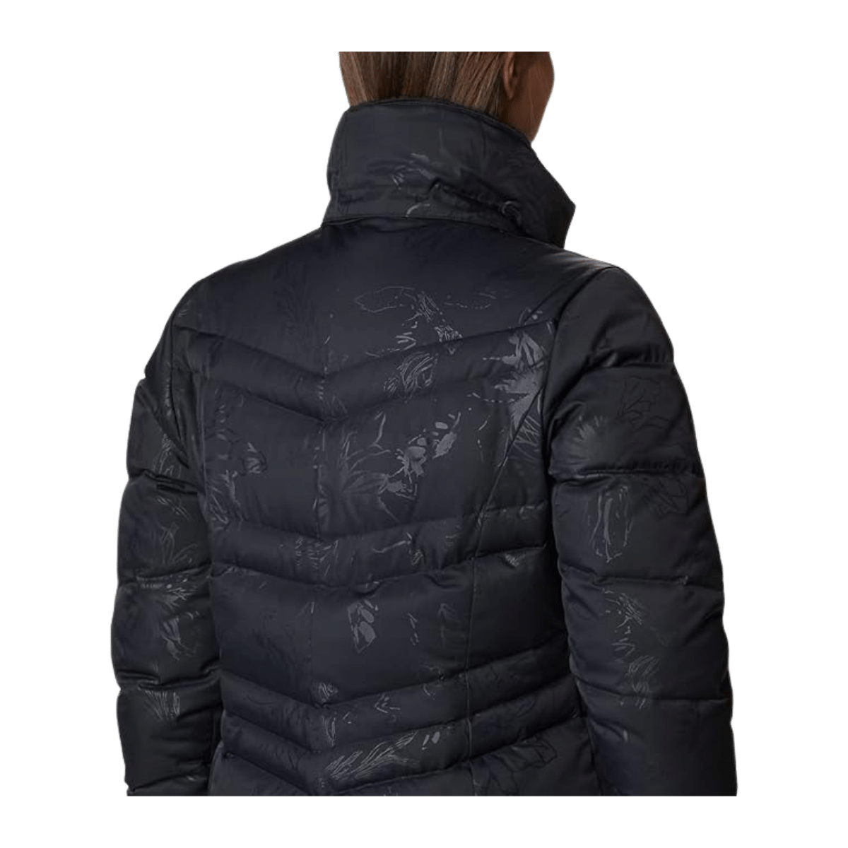 COLUMBIA WOMEN'S CATHERINE CREEK MID DOWN JACKET - BLACK AURELIAN  - BACK VIEW