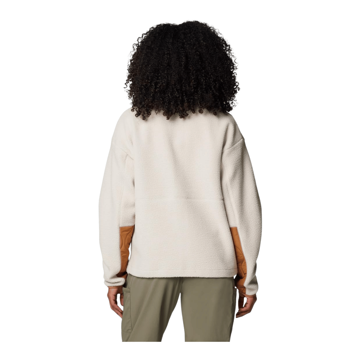 COLUMBIA WOMEN'S CLOUD PRINT SNAP FLEECE JACKET - CAMEL BROWN - BACK VIEW