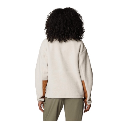 COLUMBIA WOMEN'S CLOUD PRINT SNAP FLEECE JACKET - CAMEL BROWN - BACK VIEW