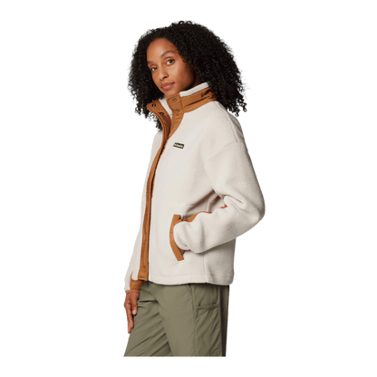 COLUMBIA WOMEN'S CLOUD PRINT SNAP FLEECE JACKET - CAMEL BROWN - SIDE VIEW