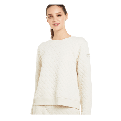 COLUMBIA WOMEN'S LODGE QUILTED CREW - CHALK - FRONT VIEW