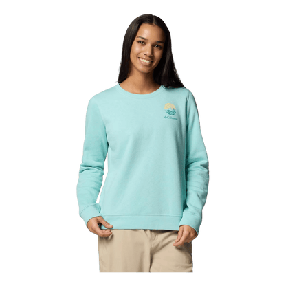 COLUMBIA WOMEN'S TREK GRAPHIC CREW SWEATSHIRT - SPRAY CIRCULAR - FRONT VIEW