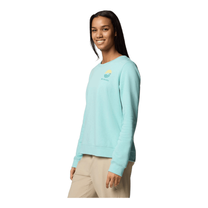 COLUMBIA WOMEN'S TREK GRAPHIC CREW SWEATSHIRT - SPRAY CIRCULAR - SIDE VIEW