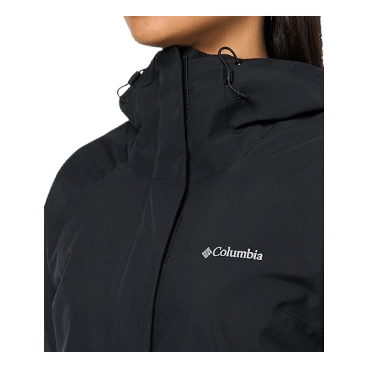 COLUMBIA WOMEN'S EARTH EXPLORER II SHELL JACKET - BLACK - CLOSE-UP VIEW