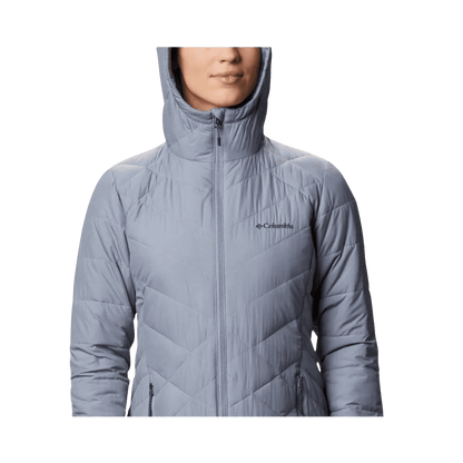 COLUMBIA HEAVENLY LONG HOODED JACKET - TRADEWIND GREY - CLOSER FRONT VIEW
