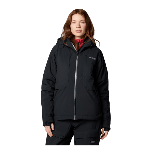 COLUMBIA WOMEN'S HIGHLAND SUMMIT II INSULATED HOODED JACKET - BLACK - FRONT VIEW