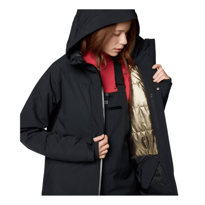 COLUMBIA WOMEN'S HIGHLAND SUMMIT II INSULATED HOODED JACKET - BLACK - INNER VIEW