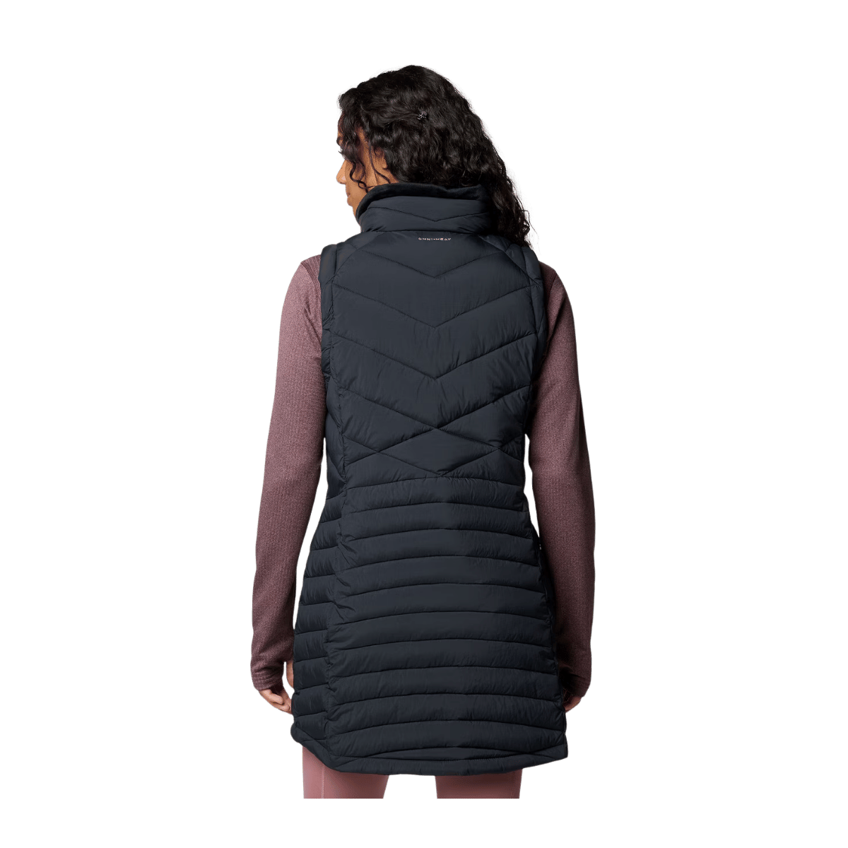 COLUMBIA WOMEN'S JOY PEAK II LONG VEST - BLACK - BACK VIEW