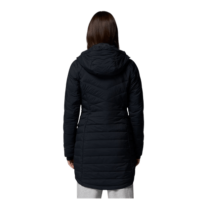 COLUMBIA WOMEN'S JOY PEAK II MID HOODED JACKET - BLACK - BACK VIEW